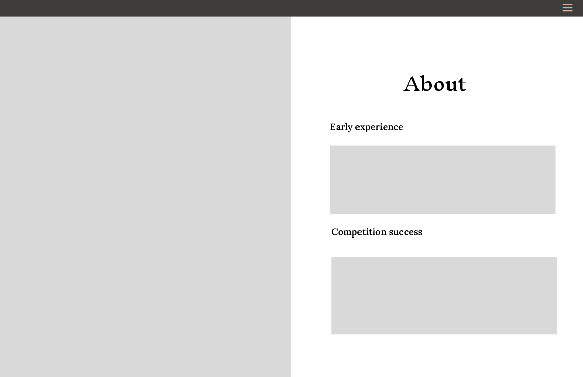 Low fidelity About page wireframe