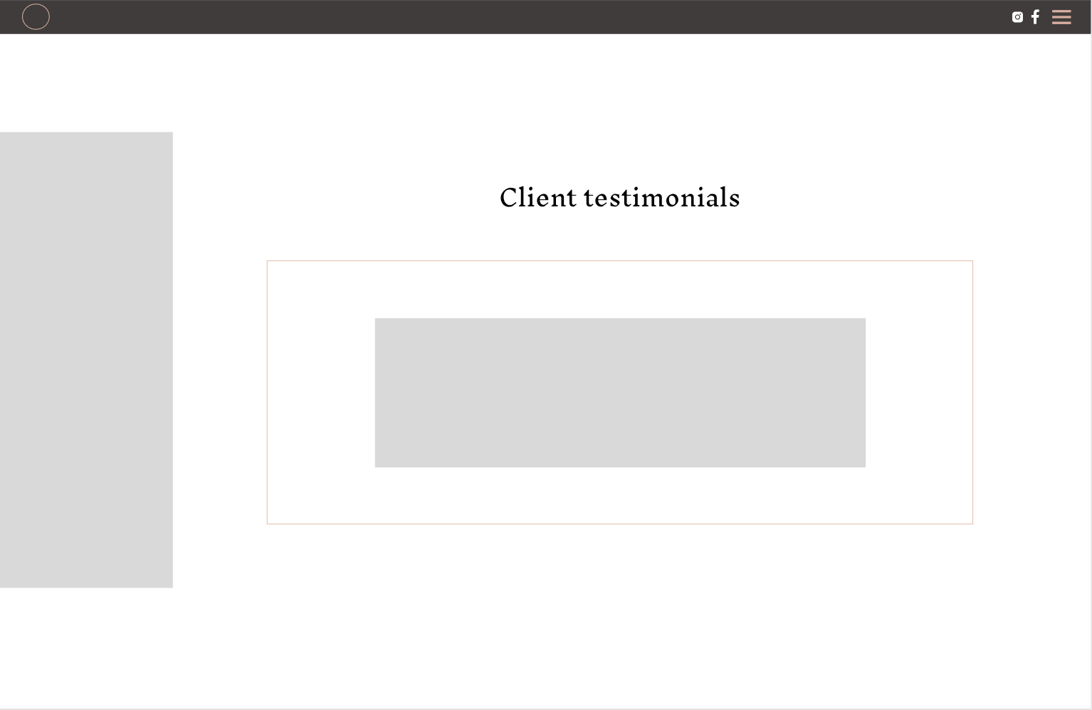 Low fidelity testimonial page wireframe