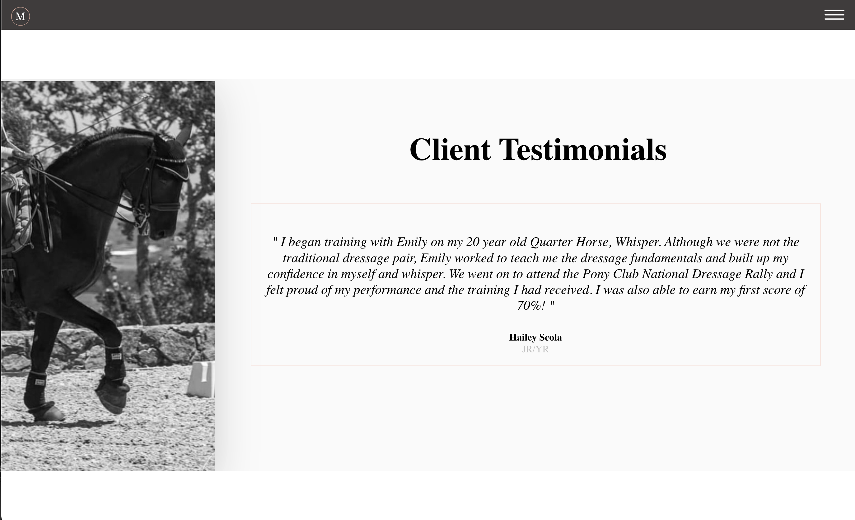 Actual testimonial design